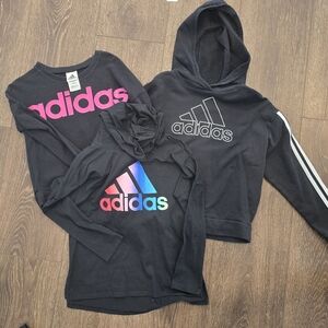 3 Adidas Kids Black shirts with Colorful Logos